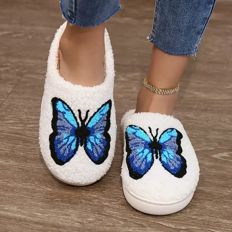 Pantufa Feminina Borboleta, Pantufa feminina aveludada, Pantufas de peluciada feminina, pantufa de qualidade, pantufas pezinho feliz