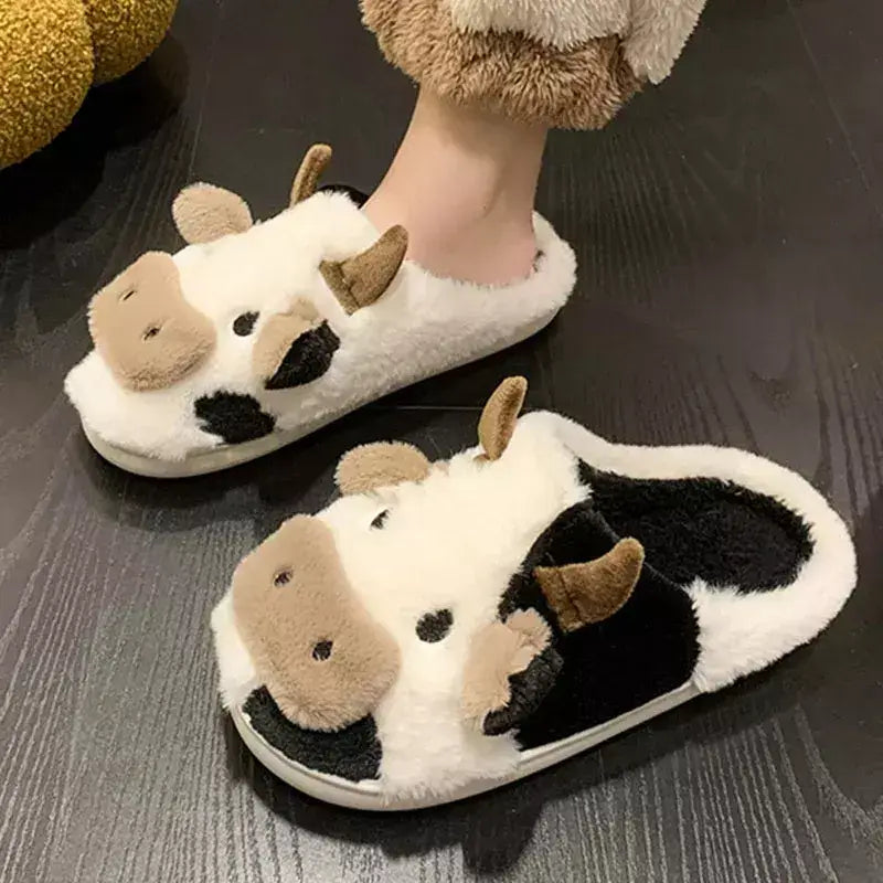 Pantufa Feminina de Pelúcia Vaca, pantufas pezinho feliz, Pantufas peluciada feminina, Pantufas feminina aveludada, pantufa de qualidade
