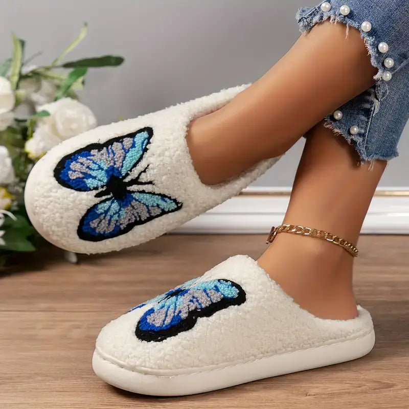 Pantufa Feminina Borboleta, Pantufa feminina aveludada, Pantufas de peluciada feminina, pantufa de qualidade, pantufas pezinho feliz