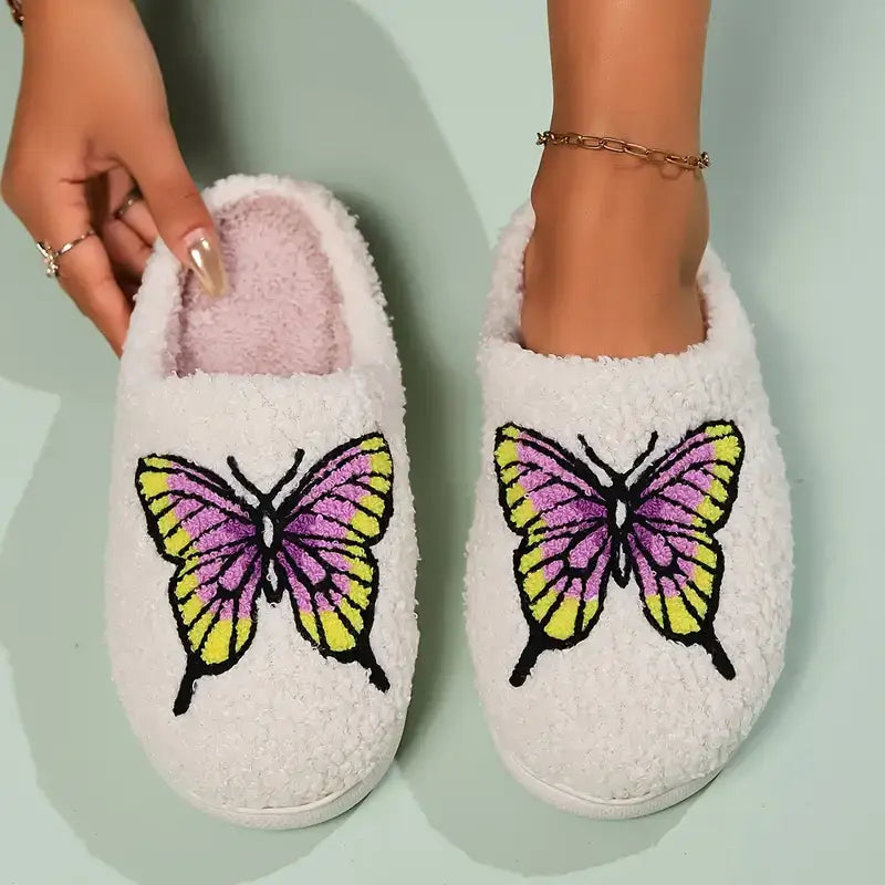 Pantufa Feminina Borboleta, Pantufa feminina aveludada, Pantufas de peluciada feminina, pantufa de qualidade, pantufas pezinho feliz