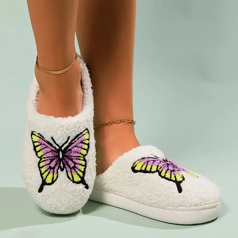 Pantufa Feminina Borboleta, Pantufa feminina aveludada, Pantufas de peluciada feminina, pantufa de qualidade, pantufas pezinho feliz
