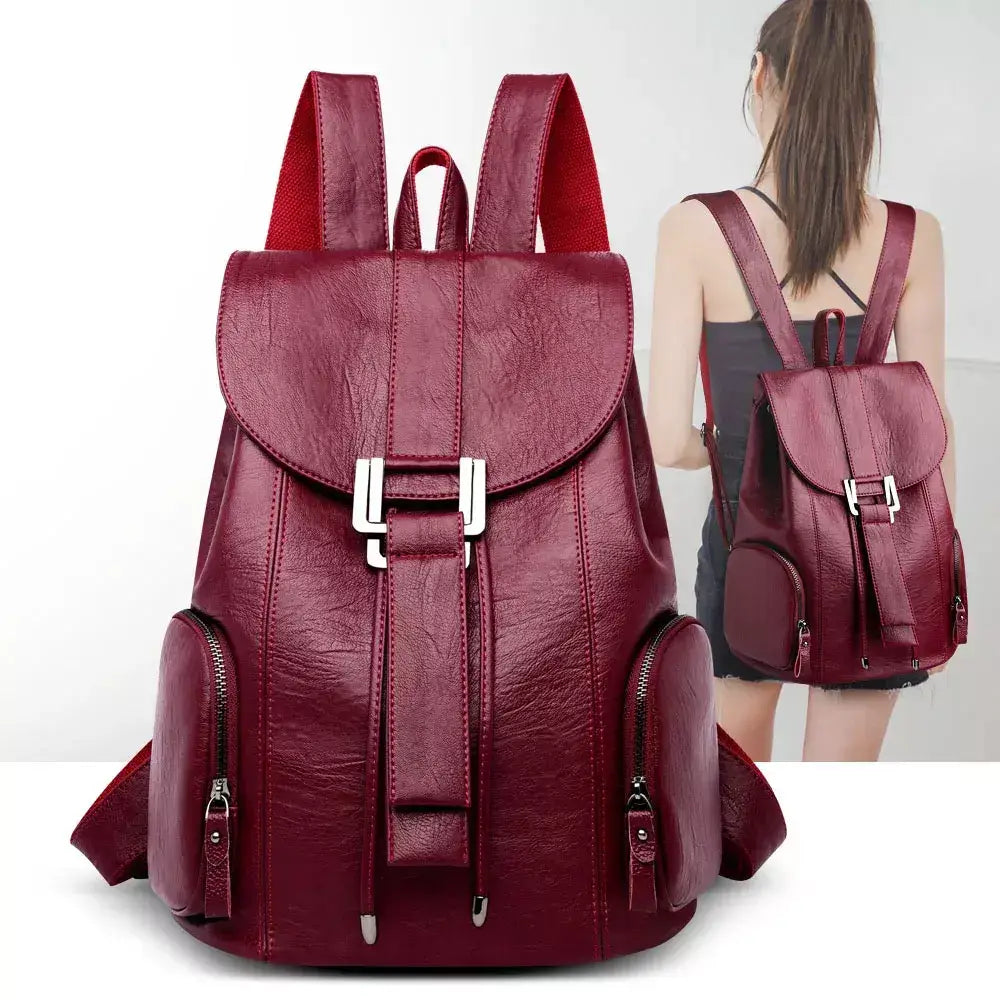 Mochila Feminina de Couro Electra, mochila feminina de couro, mochila de couro elegante, mochila feminina sofisticada, mochila de couro para mulheres