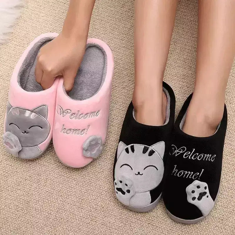 Pantufa Feminina Gato, pantufas pezinho feliz, Pantufas confortáveis, Pantufas feminina aveludada, pantufa de qualidade