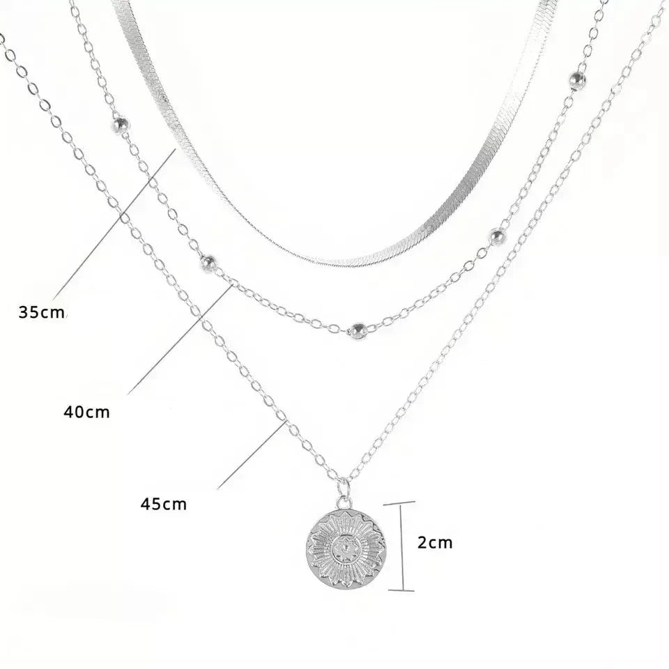 Colar Feminino Multi-Camadas,
colares para presente,
colar três camadas,
joia para mulheres