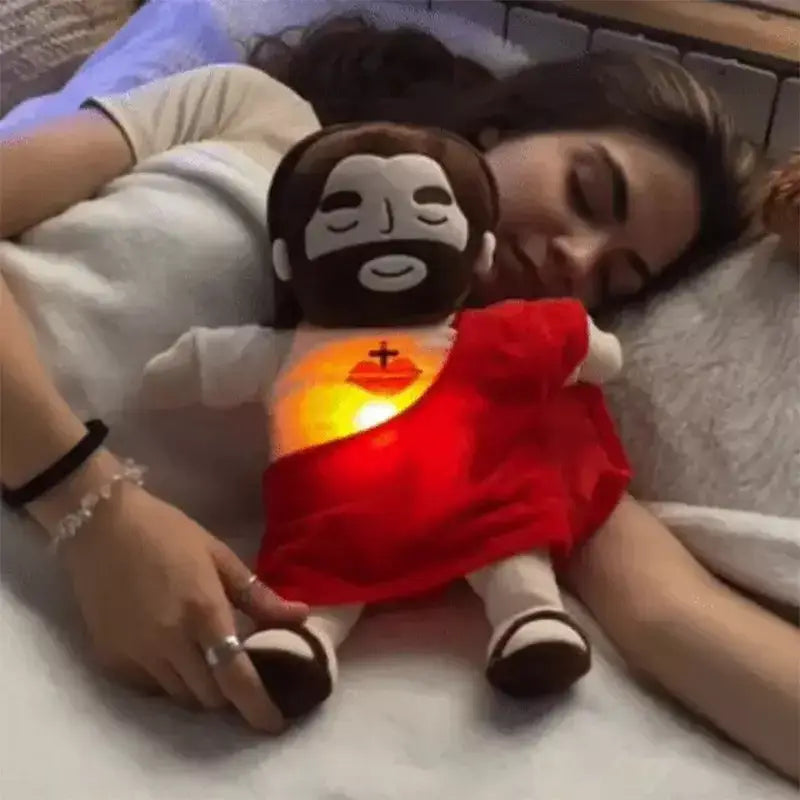 Boneco de Pelúcia Jesus com Respiração Suave,
Divino soninho,
Santo soninho,
presente cristão,
Pelúcia de Jesus,
Boneco cristão de pelúcia,
Jesus pelúcia com música relaxante
pelúcia respirável