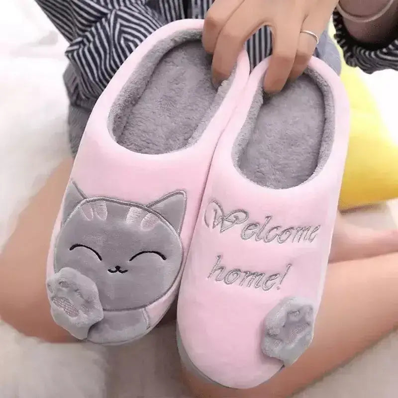 Pantufa Feminina Gato, pantufas pezinho feliz, Pantufas confortáveis, Pantufas feminina aveludada, pantufa de qualidade