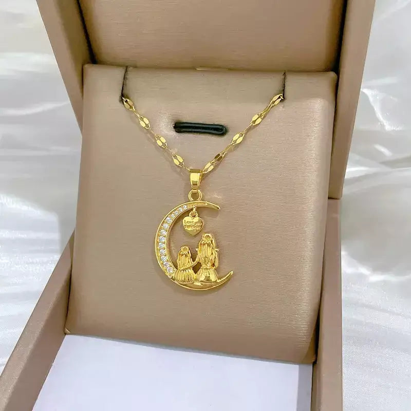 Colar Coração Lunar,
colar lua,
colar mãe e filha,
colar lua mãe e filha