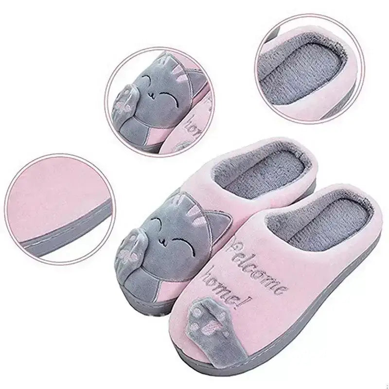 Pantufa Feminina Gato, pantufas pezinho feliz, Pantufas confortáveis, Pantufas feminina aveludada, pantufa de qualidade