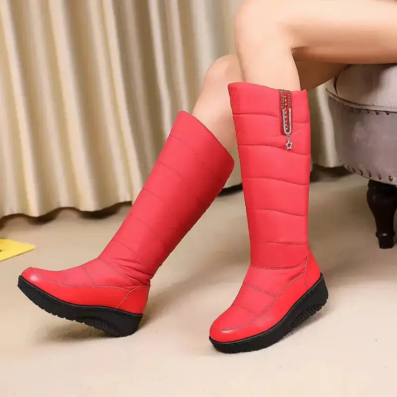 Bota Feminina Impermeável Lara, botas cano longo, botas de chuva, botas antiderrapantes, bota forro de pelúcia