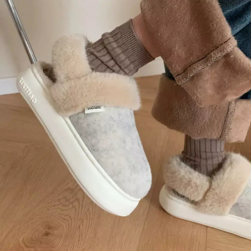 Pantufa Feminina Melina, Chinelos femininos de inverno, Chinelos acolchoados, Calçado de inverno