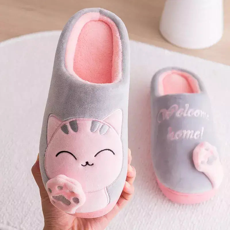 Pantufa Feminina Gato, pantufas pezinho feliz, Pantufas confortáveis, Pantufas feminina aveludada, pantufa de qualidade