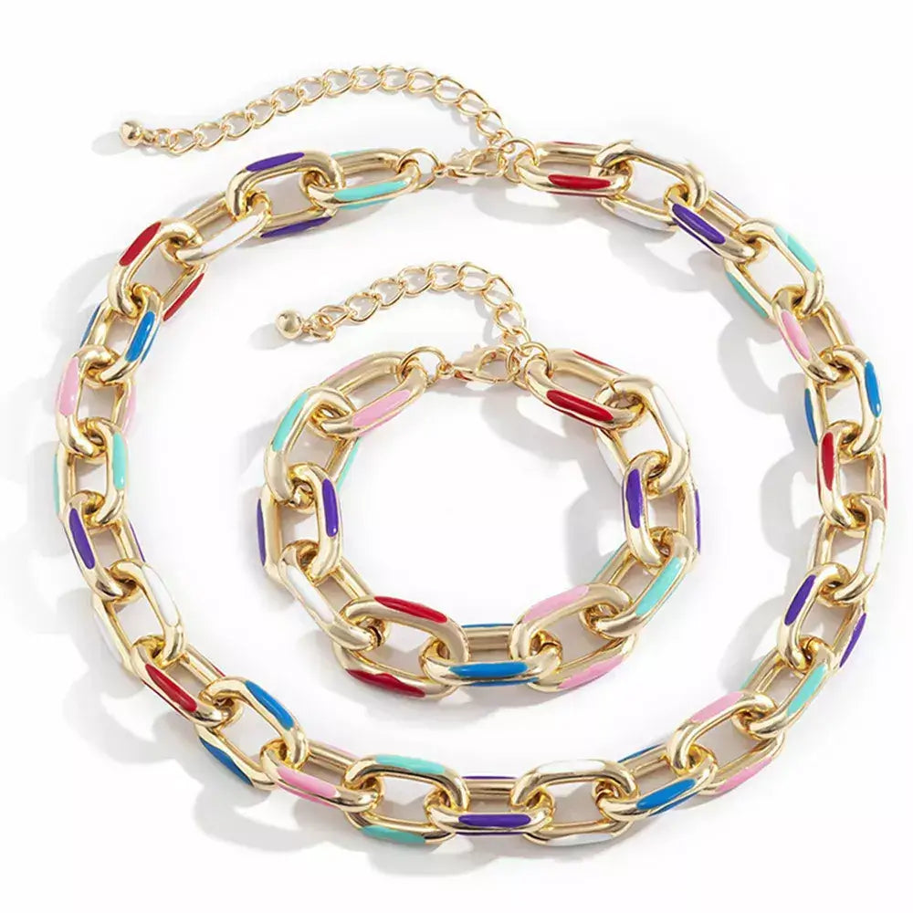 Conjunto Feminino Boho Chic, conjunto de joias boho, colar e pulseira femininos, colar choker boêmio, conjunto de joias fashion, conjunto de joias feminino moderno, conjunto de colar e pulseira coloridos, acessórios femininos boho, joias boho chic, conjunto de joias boêmio moderno