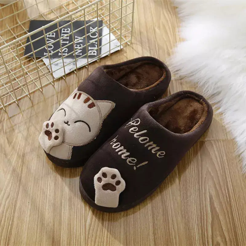 Pantufa Feminina Gato, pantufas pezinho feliz, Pantufas confortáveis, Pantufas feminina aveludada, pantufa de qualidade