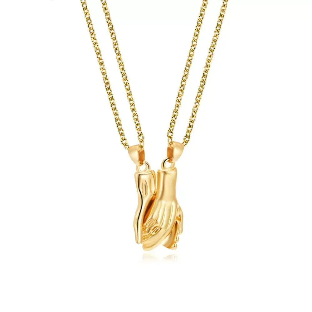 Colar Mãos Dadas Magnético,
Colar casal,
calor mão na mão,
colar amor,
colar romântico,
presente romântico,
cordão magnético