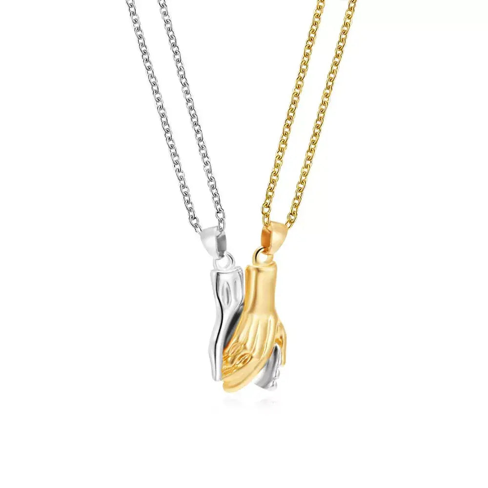 Colar Mãos Dadas Magnético,
Colar casal,
calor mão na mão,
colar amor,
colar romântico,
presente romântico,
cordão magnético