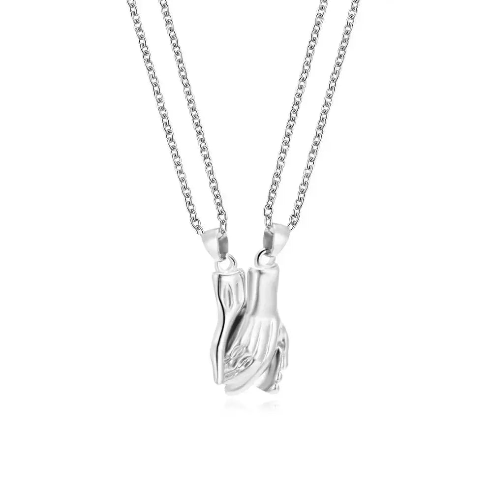 Colar Mãos Dadas Magnético,
Colar casal,
calor mão na mão,
colar amor,
colar romântico,
presente romântico,
cordão magnético