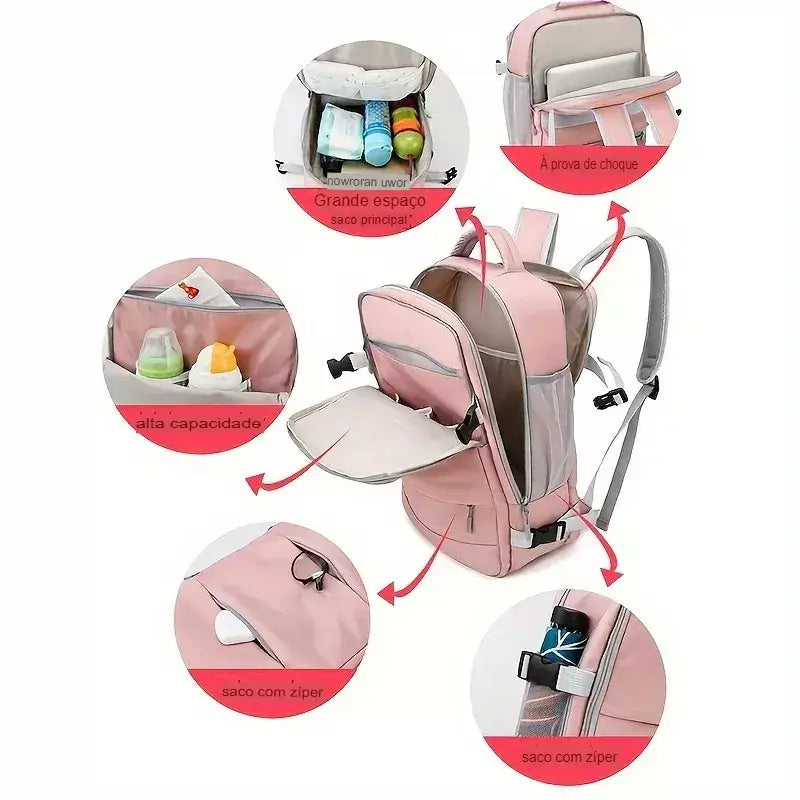 Mochila Feminina de Viagem Impermeável,
Mochila grande,
mochila multifuncional,
mochila para notebook,
mochila feminina