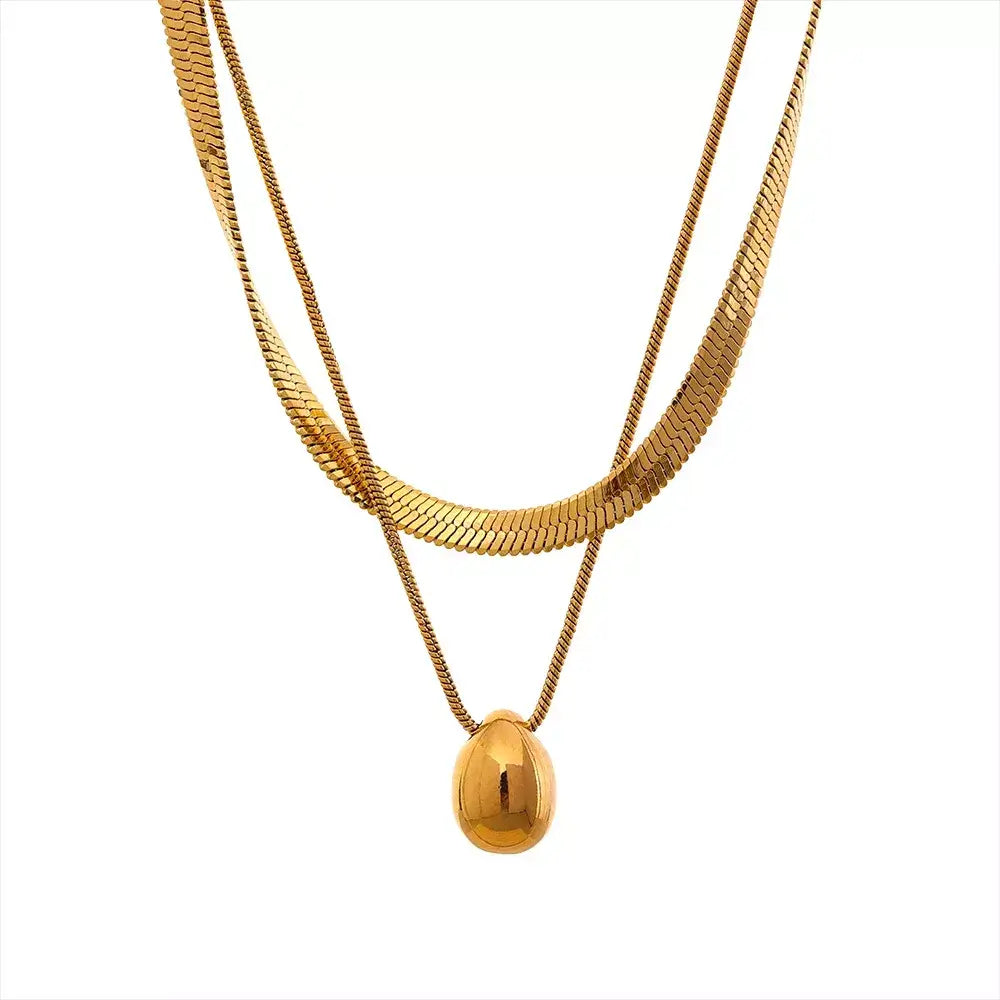 Colar Feminino Corrente Dupla Gota D'Água,
Colar feminino elegante,
Colar duplo,
colar dourado,
colar gota