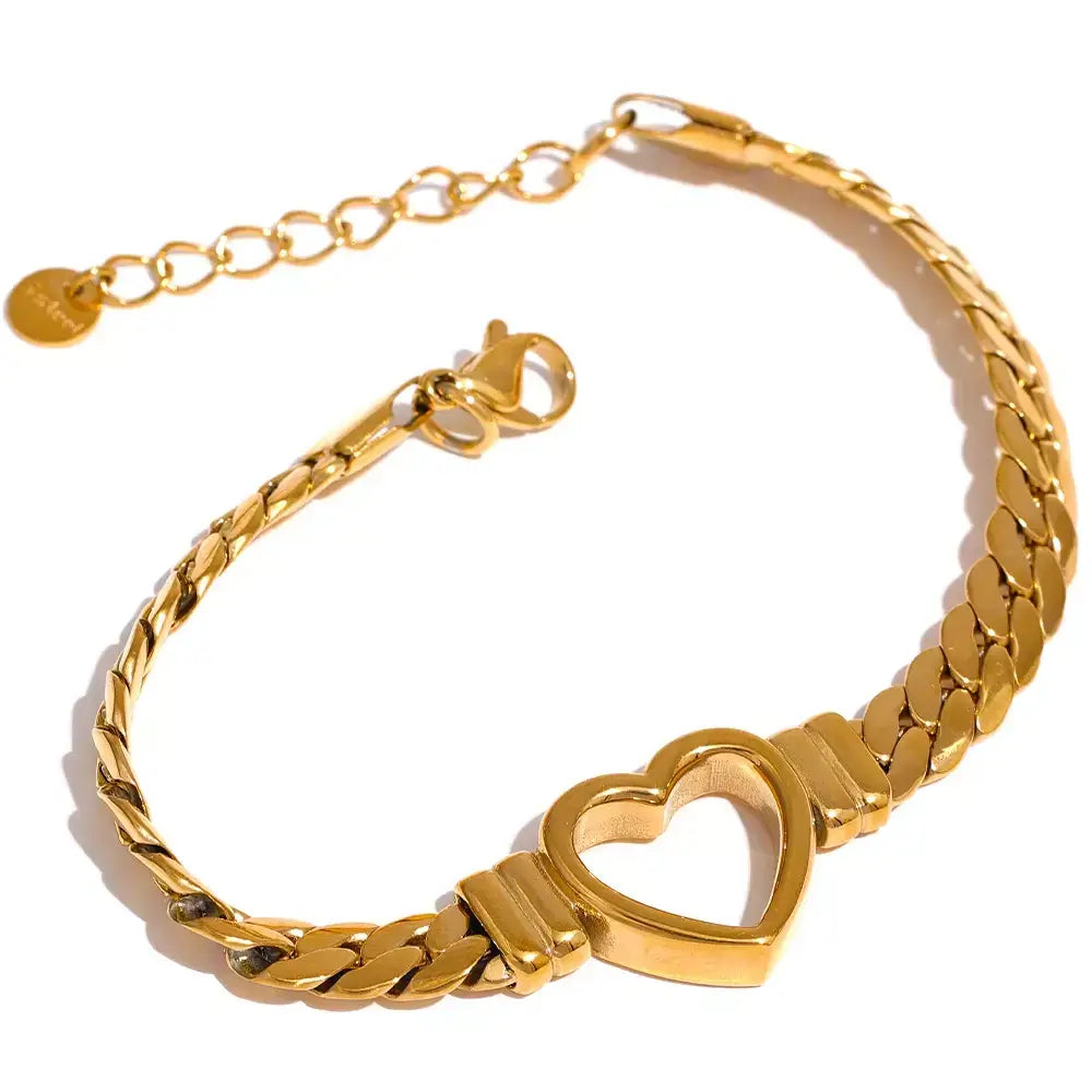 Pulseira Feminina Coração,
Pulseira de metal,
pulseira feminina elegante,
Pulseira de aço inoxidável,
Pulseira feminina resistente à água,
bracelete feminino,
pulseira sofisticada
