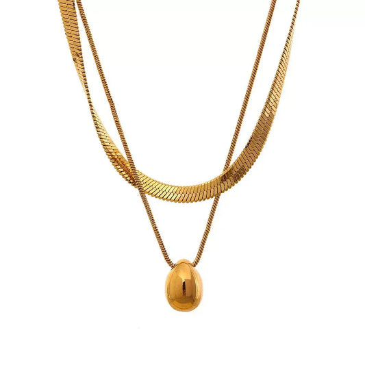 Colar Feminino Corrente Dupla Gota D'Água,
Colar feminino elegante,
Colar duplo,
colar dourado,
colar gota
