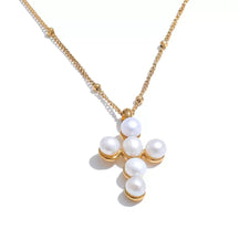 Colar Feminino Cruz de Pérola,
colar religioso moderno,
colar de luxo feminino,
colar cruz pérola,
Colar feminino elegante,
colar dourado