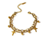 Pulseira Cruz Divina,
pulseira feminina religiosa,
pulseira católica,
Pulseira feminina banhada a ouro,
pulseira camadas