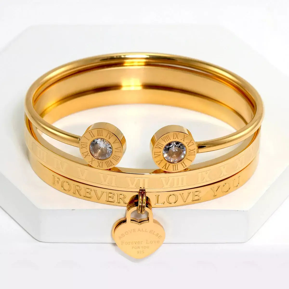 pulseira roman love, pulseira amor romano, pulseira feminina aço inoxidável, pulseira elegante, kit de pulseiras