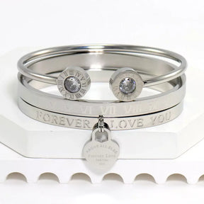 pulseira roman love, pulseira amor romano, pulseira feminina aço inoxidável, pulseira elegante, kit de pulseiras