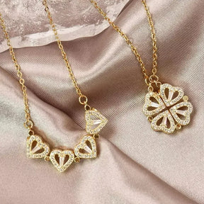 Colar Trevo do Amor Magnético,
cordão trevo de coração,
cordão trevo da sorte,
colar trevo de coração,
colar de coração,
presente romântico,
conexão de corações,
colar magnético
