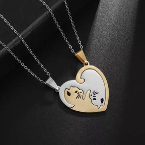 Colar Coração de Gatinhos,
colares para presente,
colar de pet,
joia para mulheres,
colar de animais,
colar de amor