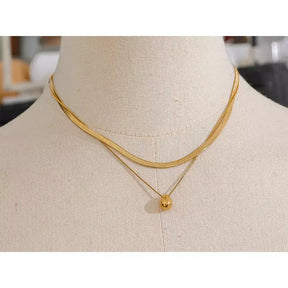 Colar Feminino Corrente Dupla Gota D'Água,
Colar feminino elegante,
Colar duplo,
colar dourado,
colar gota

