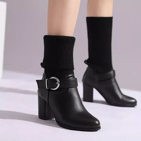 Bota Feminina Eleganza, bota feminina cano médio, bota feminina de couro, bota feminina preta