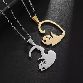 Colar Coração de Gatinhos,
colares para presente,
colar de pet,
joia para mulheres,
colar de animais,
colar de amor