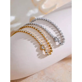 Pulseira Feminina Coração Brilhante,
Joia delicada para presente,
Pulseira elegante feminina,
Pulseira de luxo feminina,
Pulseira brilhante para mulheres
