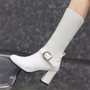 Bota Feminina Eleganza, bota feminina cano médio, bota feminina de couro, bota feminina preta