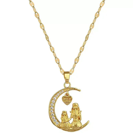Colar Coração Lunar,
colar lua,
colar mãe e filha,
colar lua mãe e filha