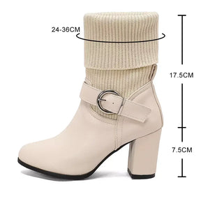 Bota Feminina Eleganza, bota feminina cano médio, bota feminina de couro, bota feminina preta