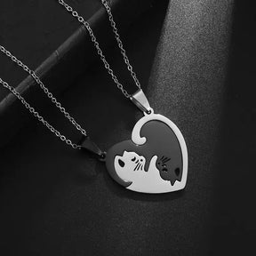 Colar Coração de Gatinhos,
colares para presente,
colar de pet,
joia para mulheres,
colar de animais,
colar de amor
