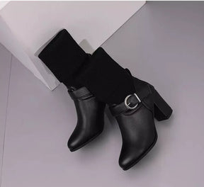 Bota Feminina Eleganza, bota feminina cano médio, bota feminina de couro, bota feminina preta