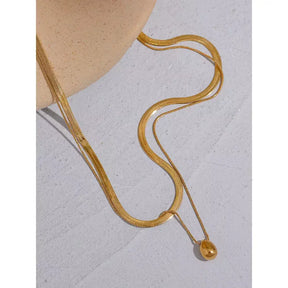 Colar Feminino Corrente Dupla Gota D'Água,
Colar feminino elegante,
Colar duplo,
colar dourado,
colar gota
