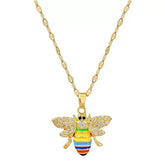 Colar Feminino Abelha Colorida,
colar com pingente de abelha,
colar colorido feminino,
bijuteria colorida feminina