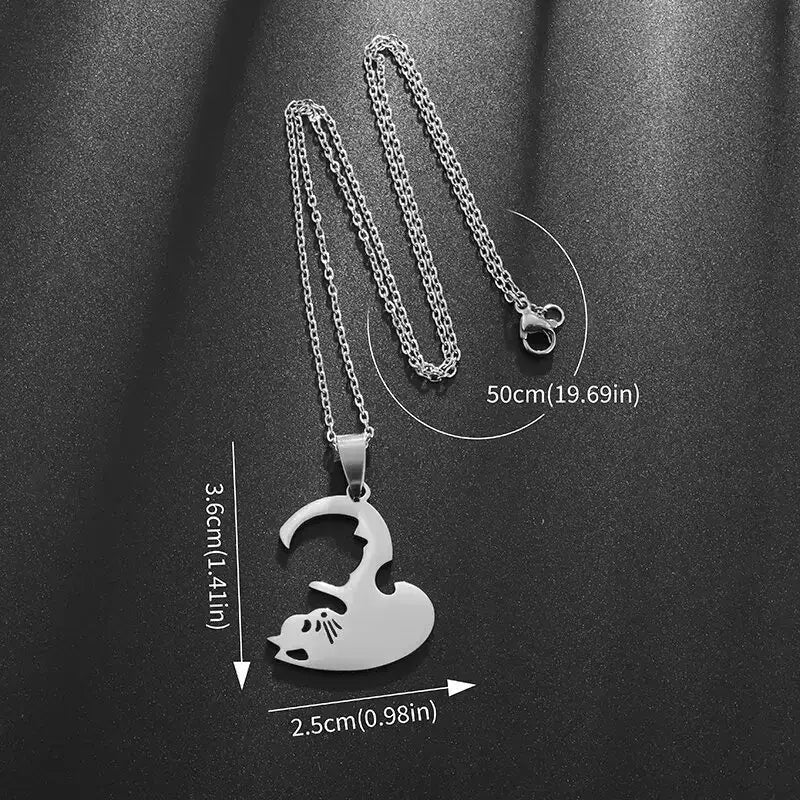 Colar Coração de Gatinhos,
colares para presente,
colar de pet,
joia para mulheres,
colar de animais,
colar de amor