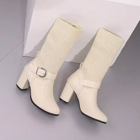 Bota Feminina Eleganza, bota feminina cano médio, bota feminina de couro, bota feminina preta