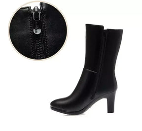 Bota Feminina Royal Essence, bota feminina cano médio, bota feminina de couro, bota feminina preta