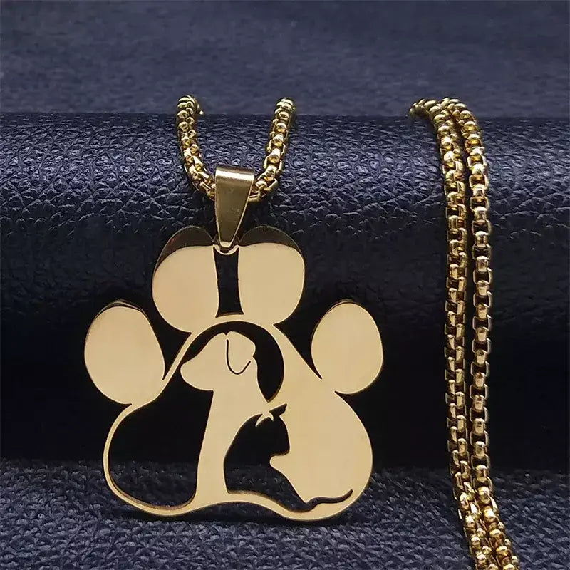 Colar Fashion Pata de Cachorro e Gato,
colares para presente,
colar de pet,
joia para mulheres,
colar de animais,
colar de amor