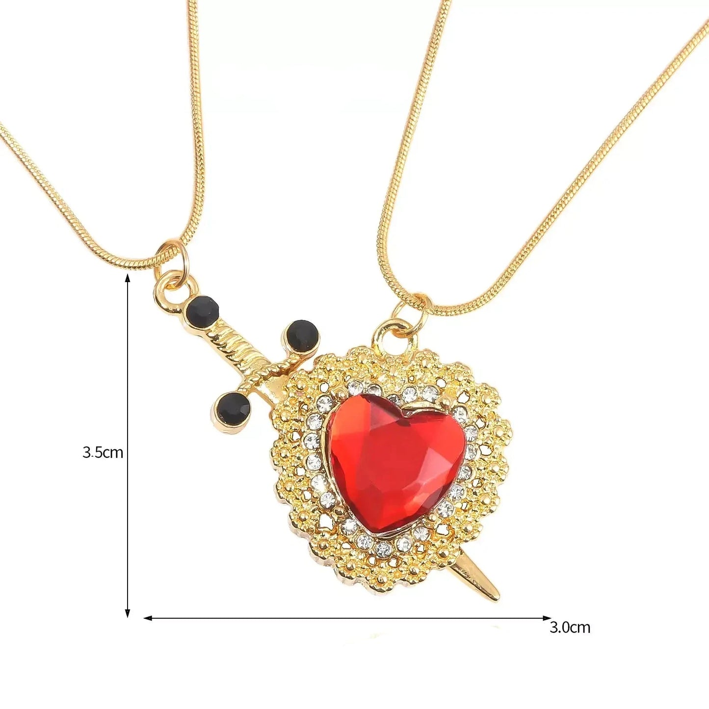 Colar Coração e Espada,
colares para presente,
presente romântico, 
joia para mulheres,
Colar para casal,
colar 2 em 1