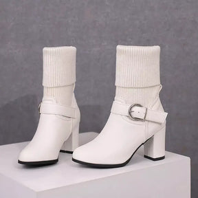 Bota Feminina Eleganza, bota feminina cano médio, bota feminina de couro, bota feminina preta