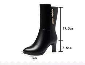Bota Feminina Royal Essence, bota feminina cano médio, bota feminina de couro, bota feminina preta