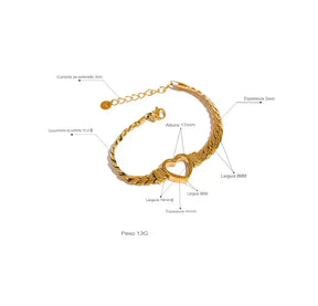 Pulseira Feminina Coração,
Pulseira de metal,
pulseira feminina elegante,
Pulseira de aço inoxidável,
Pulseira feminina resistente à água,
bracelete feminino,
pulseira sofisticada