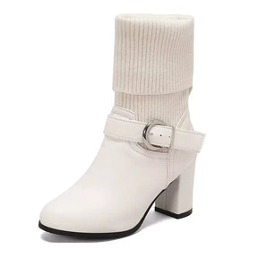 Bota Feminina Eleganza, bota feminina cano médio, bota feminina de couro, bota feminina preta